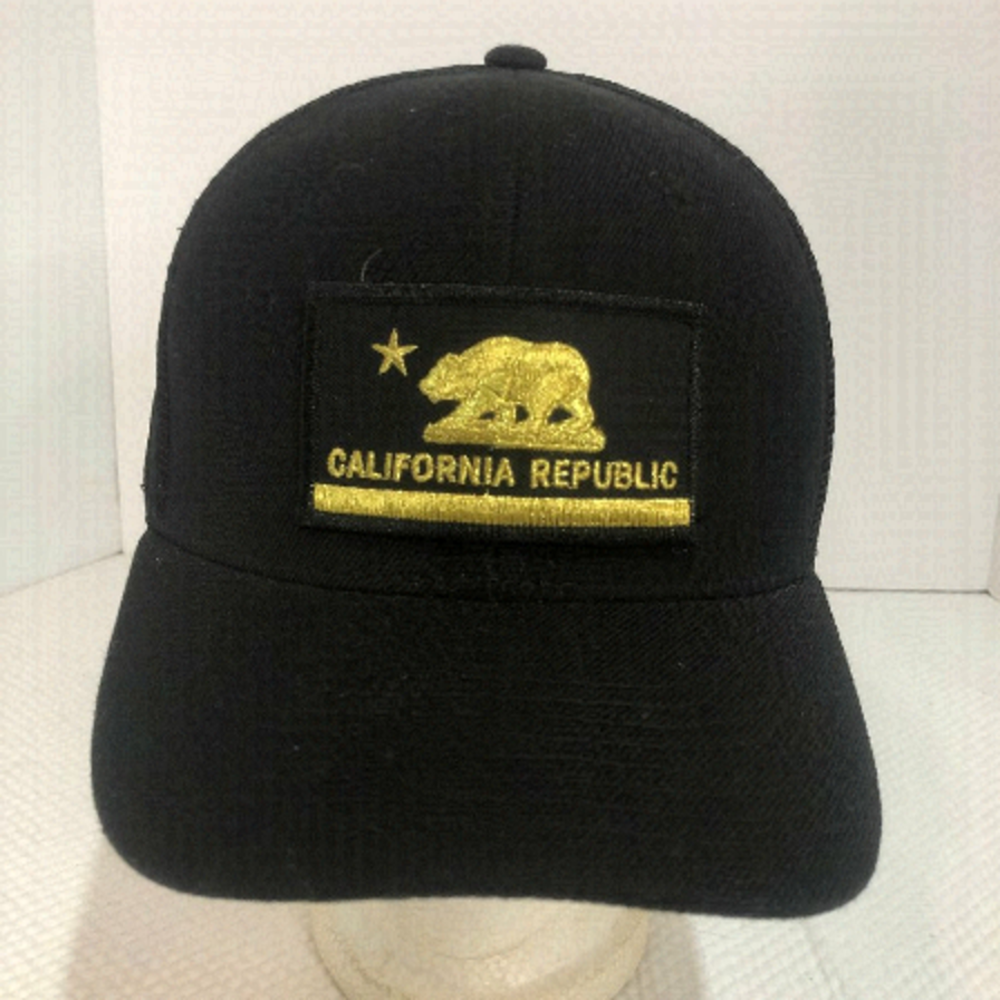 Nwt California Republic Black Baseball Hat Gold Patch Snapback Unisex